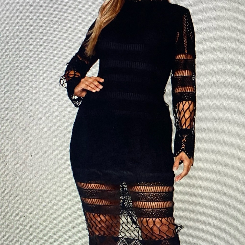 Lace paneled midi dress